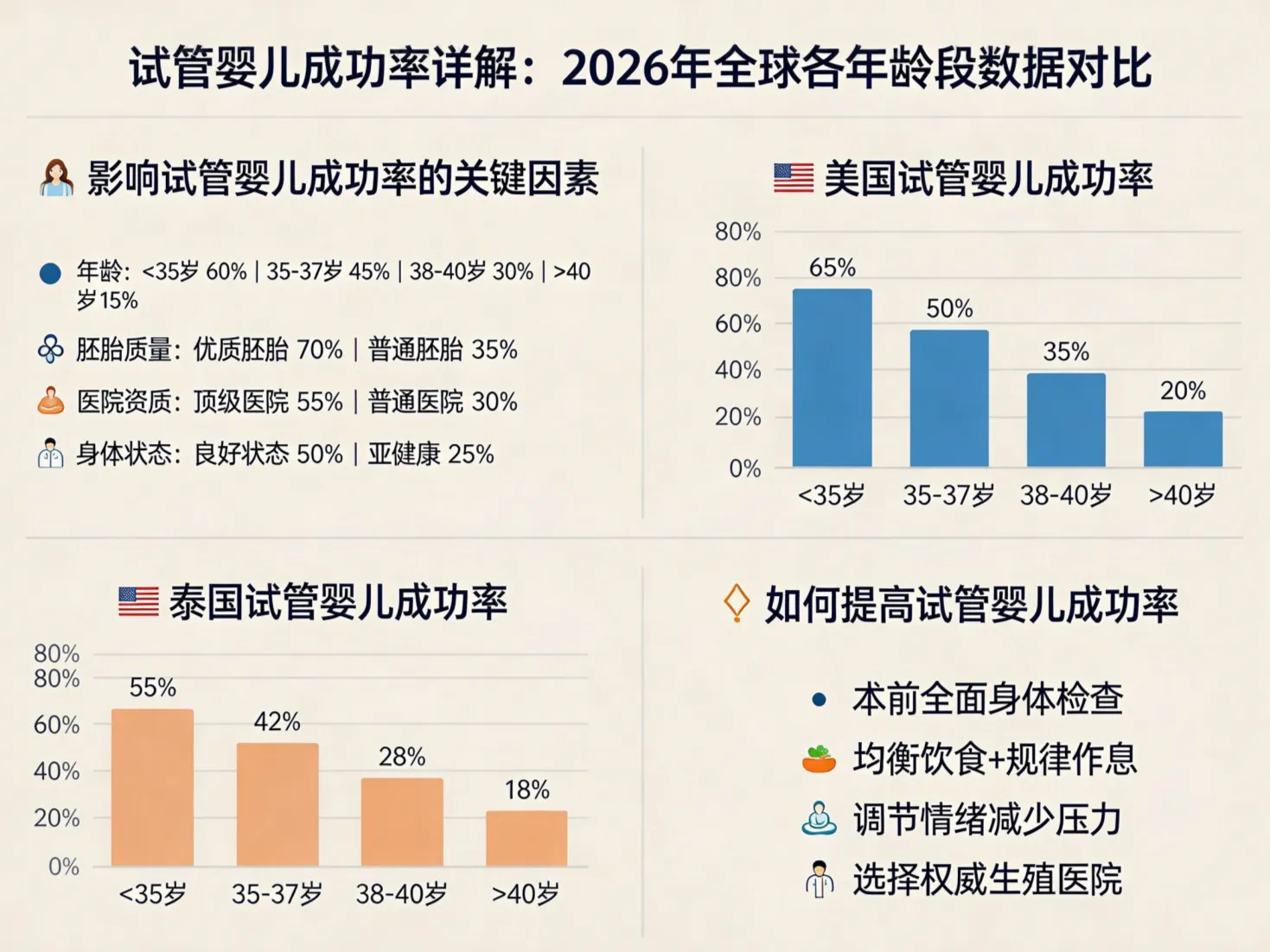 试管婴儿成功率详解：2026年全球各年龄段数据对比